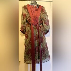 Elegant Floral Dress with Sash